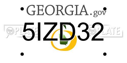 5IZD32 Georgia License Plate