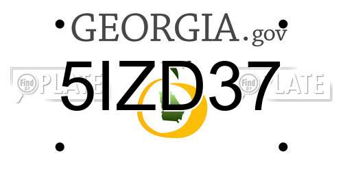 5IZD37 Georgia License Plate