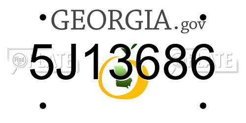 5J13686 Georgia License Plate