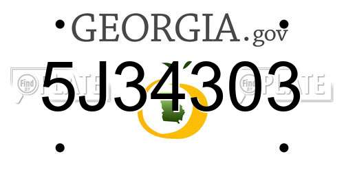 5J34303 Georgia License Plate