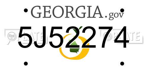 5J52274 Georgia License Plate