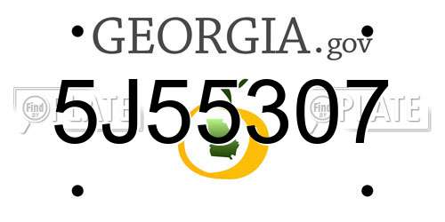 5J55307 Georgia License Plate