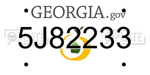 5J82233 Georgia License Plate