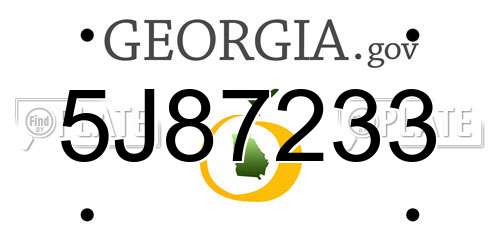 5J87233 Georgia License Plate