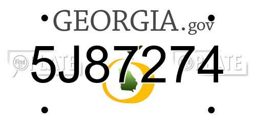 5J87274 Georgia License Plate