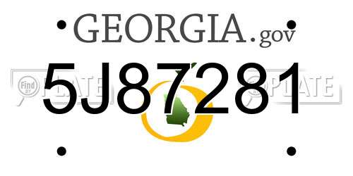 5J87281 Georgia License Plate