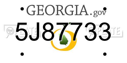 5J87733 Georgia License Plate