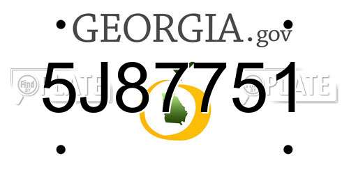 5J87751 Georgia License Plate