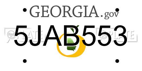 5JAB553 Georgia License Plate