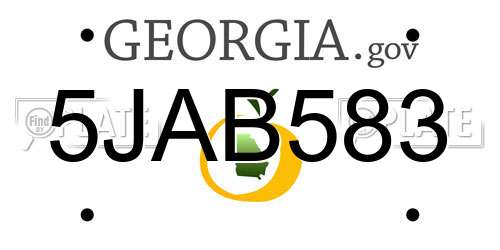5JAB583 Georgia License Plate