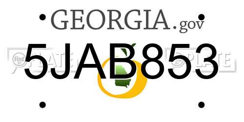 5JAB853 Georgia License Plate