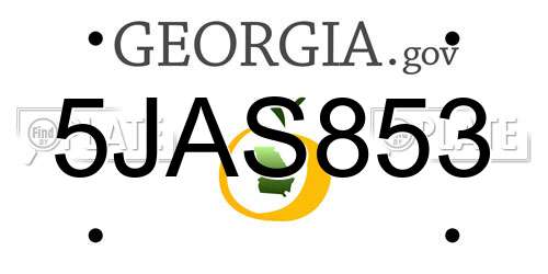 5JAS853 Georgia License Plate