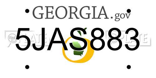 5JAS883 Georgia License Plate