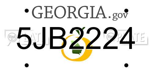 5JB2224 Georgia License Plate