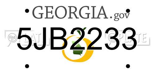 5JB2233 Georgia License Plate