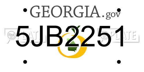 5JB2251 Georgia License Plate