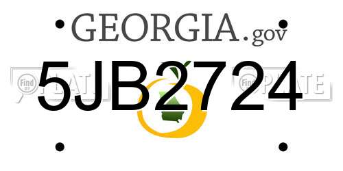 5JB2724 Georgia License Plate