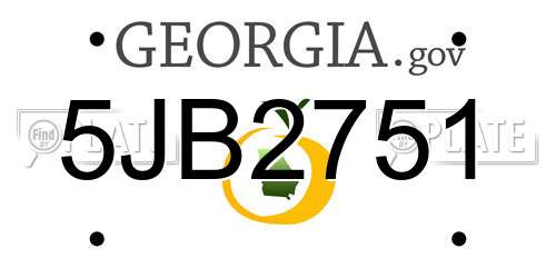 5JB2751 Georgia License Plate