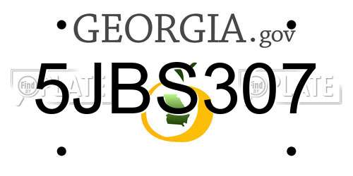 5JBS307 Georgia License Plate
