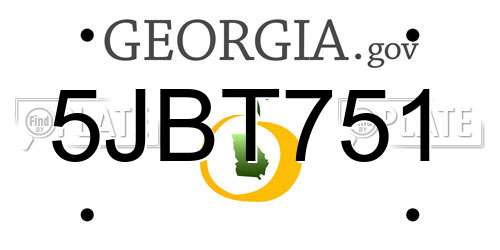 5JBT751 Georgia License Plate