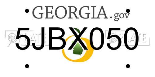 5JBX050 Georgia License Plate