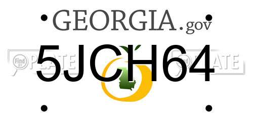 5JCH64 Georgia License Plate