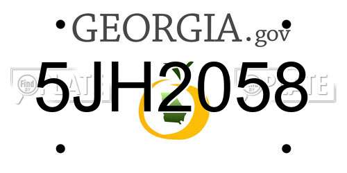 5JH2058 Georgia License Plate