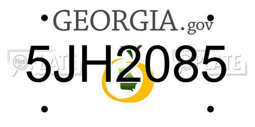5JH2085 Georgia License Plate