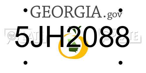 5JH2088 Georgia License Plate