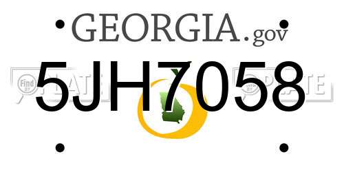 5JH7058 Georgia License Plate