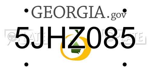 5JHZ085 Georgia License Plate