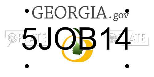 5JOB14 Georgia License Plate