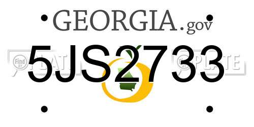 5JS2733 Georgia License Plate