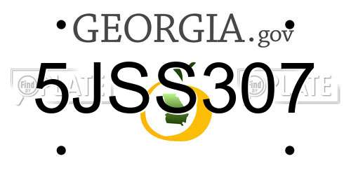 5JSS307 Georgia License Plate