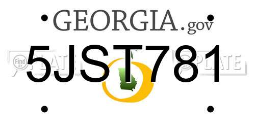 5JST781 Georgia License Plate