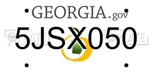 5JSX050 Georgia License Plate