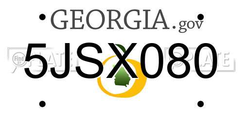 5JSX080 Georgia License Plate