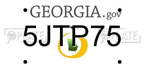 5JTP75 Georgia License Plate