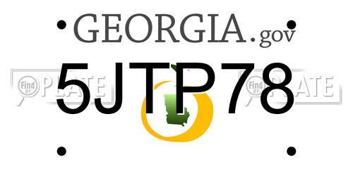 5JTP78 Georgia License Plate