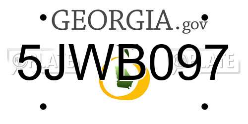 5JWB097 Georgia License Plate