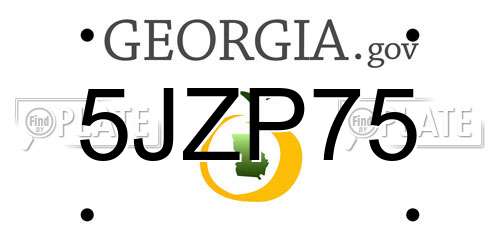 5JZP75 Georgia License Plate