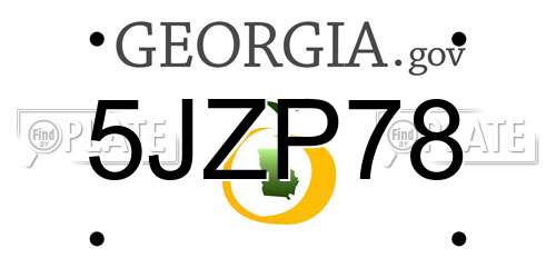5JZP78 Georgia License Plate