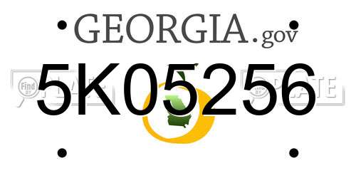 5K05256 Georgia License Plate
