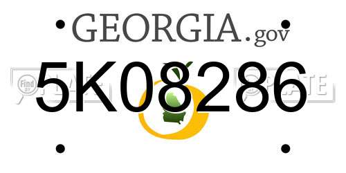 5K08286 Georgia License Plate