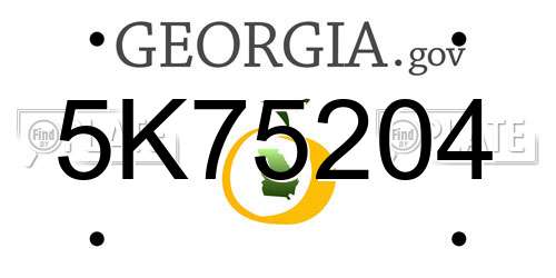5K75204 Georgia License Plate