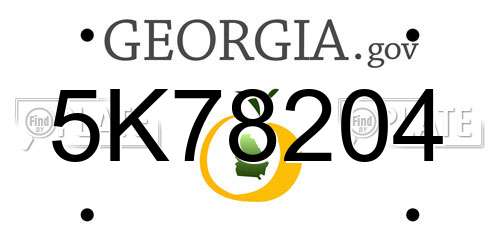 5K78204 Georgia License Plate