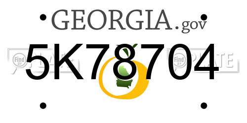 5K78704 Georgia License Plate