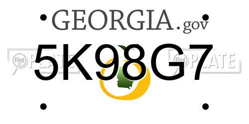 5K98G7 Georgia License Plate