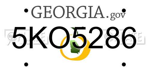 5KO5286 Georgia License Plate