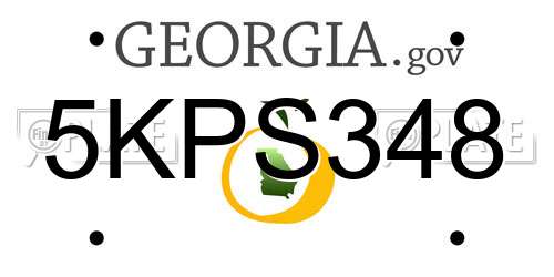 5KPS348 Georgia License Plate